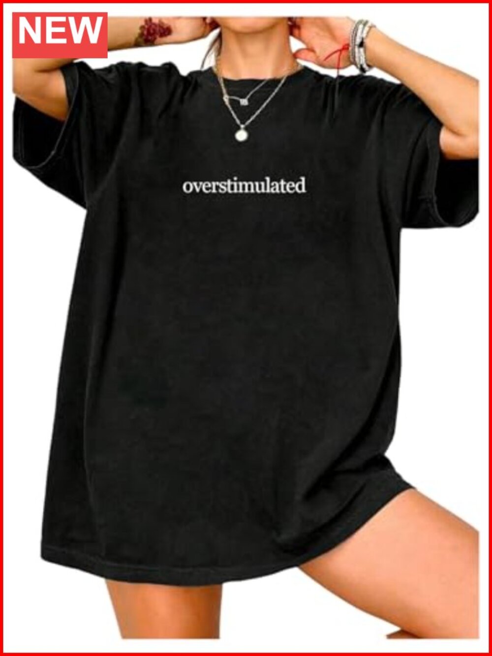 Oversized Letter Print Graphic Tee for Women - Casual Streetwear